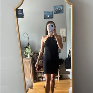 H&M black knit halter tie dress